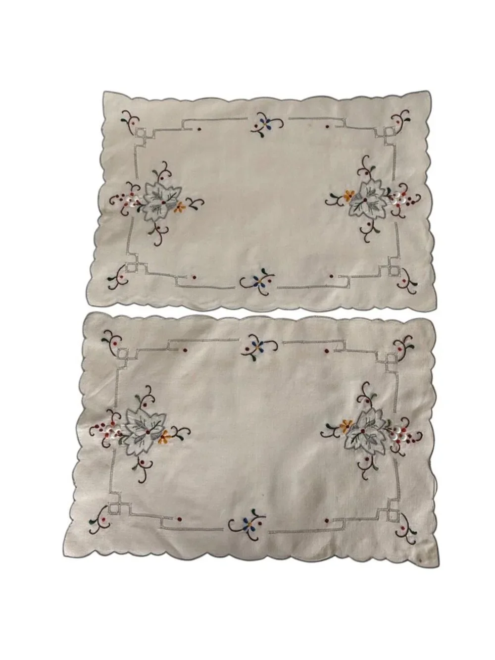Embroidered Linen Table Runner 8 Placemats Dinner Napkins 6 Cocktail Set Floral